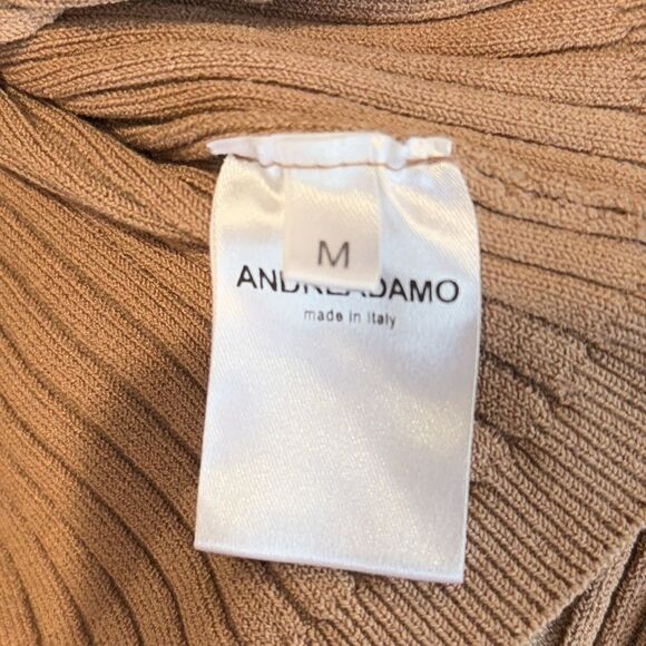 NWT Andrea Adamo Ribbed Knit Crop Top in Nude Medium - Picture 12 of 14